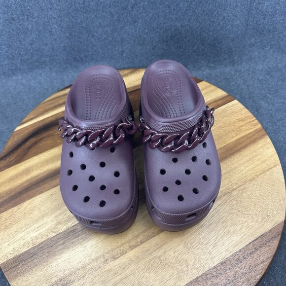 Crocs Siren Chain Clog Dark Cherry Men's 4 Womens 6 Platform Heels - Picture 4 of 10